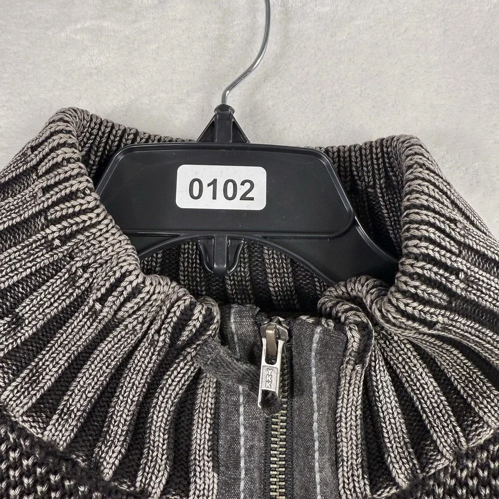 Carbon 2 Cobalt Cable Sweater 1/4 Zip Mens Large Gray Waffle Geometric Textured‎